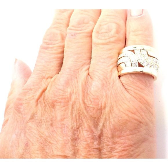 Authentic! Cartier 18k Yellow Gold Diamond Wide Band Ring Size 51 US 5 3/4 - Picture 10 of 11